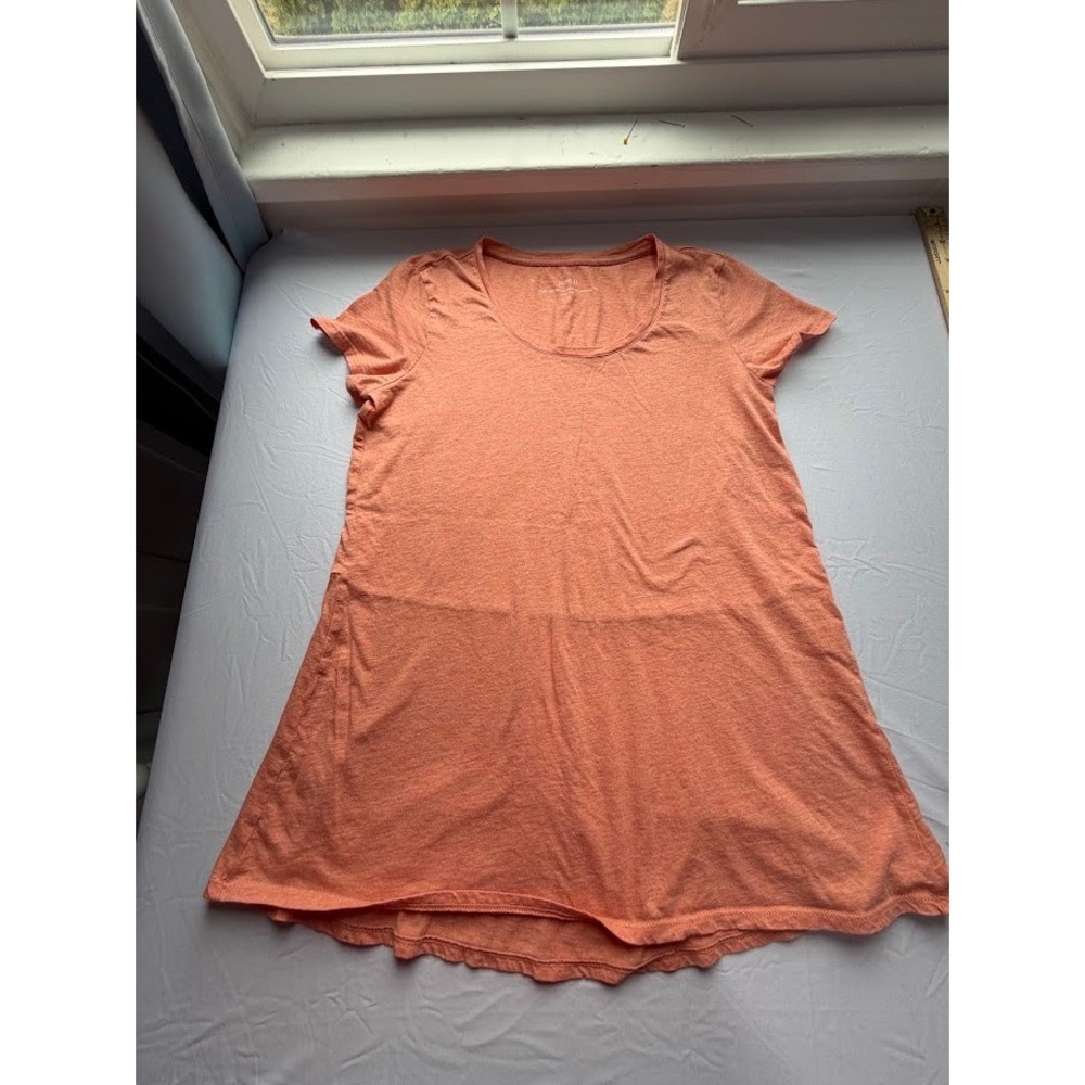 Pure Jill Scoop Neck Elliptical Tee Coral Heathered Short Sleeve Top XS